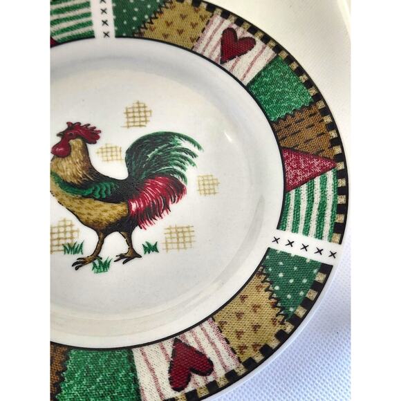 PLATES/DESSERT-HOME TRENDS-Rustic Rooster-Country Design-7.5" Diameter-Set of 4 - Picture 6 of 13